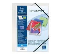 Exacompta - Ref. 55188E - Box of 25 Kreacover elastic folders - pockets with 3 flaps - in translucent polypropylene - dimensions 24 x 32 cm for A4 format documents - colorless