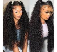 Cfaimity Lace Front Wigs 13x6 Deep Wave 26 Inch 180% Density Pre Drawn Human Hair Curly Wigs
