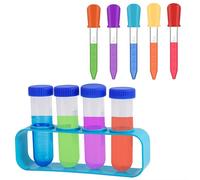 Cfcyhla Children's Pipette Pack of 10 Plastic Pipettes Children 5 ml, Silicone Plastic Pipette Baby 5 ml, Pipette Set with Drip Pipettes and Test Tube Stand for Baby Feeder, Candy Moulds