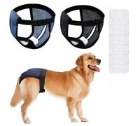 Cfcyhla Pack of 2 Dog Nappies, Reusable Heat Pants for Female Dogs, with 6 Sanitary Pads, Adjustable Protective Trousers for Female Dogs, in Heat, Monthly Bleeding, Washable Protective Trousers (S)