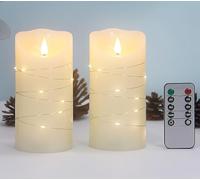 CFDECOR Flameless Flickering Candle with Remote and Timer, Battery Operated Candles with 3D Moving Flame, Real Wax Candles, LED Flickering Candle (D3 xH6) Feature 3D Moving Flame (Ivory2)