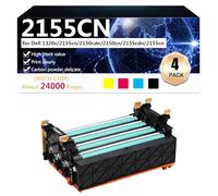 CFDFDA 2155CN Toner Cartridge Compatible with Chip for Dell 1320c 2135cn 2150cdn 2150cn 2155cdn 2155cn Printers, High Yield 24000 Pages, Clear Printing,BCMY-1 set