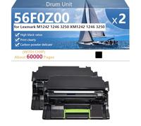 CFDFDA 56F0Z00 Drum Unit Extra High Yield | Compatible with Chip for Lexmark M1242 1246 3250 XM1242 1246 3250 Printers, Clear and Sharp,Black-2 pack
