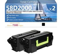 CFDFDA 58D2000 Compatible Toner Cartridge for Lexma MS725dvn MX721adhe MX722adhe MS821dn MS822de Printers, High Yield 7500 Pages, High Definition Printing,Black-2 pack