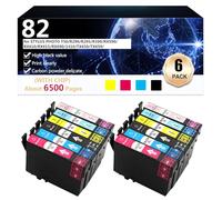 CFDFDA 82 Ink Cartridges Compatible with Chip for Epson Stylus Photo T50 R290 R295 R390 RX590 RX610 RX615 RX690 TX650 Printer (Newest Chips),2 set