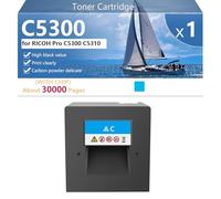 CFDFDA C5300 Toner Cartridge 828597 828600 828599 828598 Extra High Yield Compatible for RICOH Pro C5300 C5310 Printers, Clear and Sharp,Cyan-1 pack