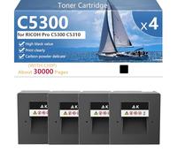 CFDFDA C5300 Toner Cartridge 828597 828600 828599 828598 Extra High Yield Compatible for RICOH Pro C5300 C5310 Printers, Clear and Sharp,Black-4 pack