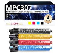 CFDFDA MPC307 Hight Capacity Toner Cartridges Replacement for Ricoh MP C306 C406zsp 307 407 MPC306 406 Printer, High-Definition Printing, 13000 Pages,BCMY-1 set
