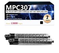CFDFDA MPC307 Toner Cartridge Compatible for Ricoh MP C306 C406zsp 307 407 MPC306 406 Printers, High Yield 13000 Pages, Clear Printing,Black-2 pack