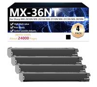 CFDFDA MX-36NT Compatible Toner Cartridge for Sharp MX-2610N MX-2615N MX-3110N MX-3115N MX-3610N Printers, High Yield 24000 Pages, High Definition Printing,Black-4 pack