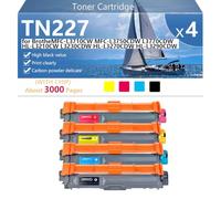 CFDFDA TN227 Toner Cartridge Replacement High Capacity Replacement for Brothe MFC-L3710CW MFC-L3750CDW L3770CDW HL-L3210CW L3230CDW HL-L3270CDW HL-L3290CDW Printer, 3000 Pages,BCMY-1 pack