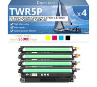 CFDFDA TWR5P 331-8434 59J78 Drum Unit Compatible with Chip for Dell C2660dn C2665dnf C3760n C3760dn C3765dnf S3840cdn S3845cdn Printer, High Yield 60000 Pages,BCMY-1 pack