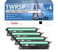 CFDFDA TWR5P 331-8434 59J78 Drum Unit Replacement with Chip for Dell C2660dn C2665dnf C3760n C3760dn C3765dnf S3840cdn S3845cdn Printer【High Print Volume】,Black-4 pack