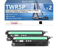 CFDFDA TWR5P 331-8434 59J78 Drum Unit with Chip for Dell C2660dn C2665dnf C3760n C3760dn C3765dnf S3840cdn S3845cdn Printers, for School Hospital and Bank, 60000 Pages,Black-2 pack