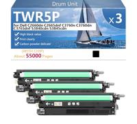 CFDFDA TWR5P 331-8434 59J78 Drum Unit with Chip for Dell C2660dn C2665dnf C3760n C3760dn C3765dnf S3840cdn S3845cdn Printers, for School Hospital and Bank, 60000 Pages,Black-3 pack