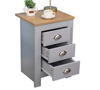CFDZ CF Furniture 3 Drawer Bedside Cabinet Night Stand End Table Bedroom Accessories -Grey+Oak,40x35x58cm