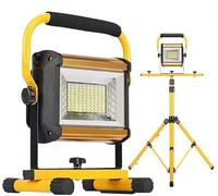 CFDZCP 100W LED Portable Work Light With Tripod,Rechargeable Flood Lights Waterproof Outdoor Camping Light, 3Level Brightness Adjustable,Construction Job Site Lighting