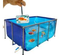 CFDZCP PVC Canvas Aquarium Pool Pond With Clear Viewing Panel And Drain Valve Koi Breeding Pond,Holding Fish Tank For Turtle Farming, Easily Assembled(100X66X61CM)