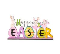 CFEWV Decorative Wooden Spring Stand, 3D Design with Cute Rabbit and Easter Egg, Happy Easter Motif, Spring Decoration for Windowsill, Table and Easter Decoration