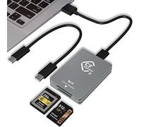 CFexpress/SD Card Reader USB C, 10Gbps CFexpress Type B Card Reader with USB 3.2 Gen2 Transfer Speed, Dual Slot CF express SD Card Reader Adapter with USB C to USB C/USB A Cable