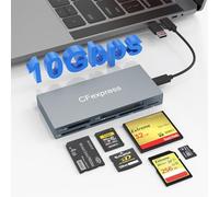 CFexpress Type A Card Reader, 6-in-1 USB 3.2 10Gbps CFexpress Card Reader Adapter for CFexpress Type A/SD/TF/MS/XD/CF Memory Card, CF Express Card Reader Read 6 Cards Simultaneously