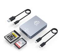 CFexpress Type B and SD Dual-Slot Memory Card Reader, 10Gbps USB 3.2 Gen 2 Type B CF Express Adapter Memory Card Reader with USB C to USB C/USB A Cable,Compatible with Windows/Mac/Linux/Android