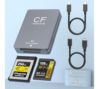 CFexpress Type B Card Reader - Portable Aluminum 433MB/s Thunderbolt/USB-C Memory Card Reader for Cameras - Compatible with XQD, SD Express, MacBook Pro/Air M1, Windows