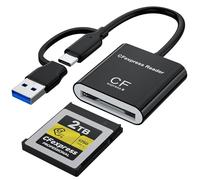 CFexpress Type B Card Reader, USB 3.2 Gen 2 10Gbps CFexpress Adapter, USB-C & USB-A 2-in-1 Memory Card Reader, Compatible with Windows/Mac/Linux/Android, for iPhone 17, Laptops, Tablets, Smartphones