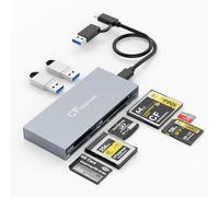 CFexpress Type B Card Reader with USB 3.2 Gen 2 10Gbps 8 in 1 USBC & USBA to CFexpress Type B/SD/TF/CF/XD/MS, Read 6 Cards and 2*USB, Compatible with Windows/Mac/Linux/Android