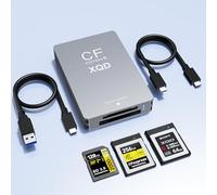 CFexpress Type B Card Reader with XQD & SD Support, USB-C 3.2 Gen 2 10Gbps Aluminum Memory Card Reader for CFexpress Type B, XQD and SD UHS-II/UHS-I Cards