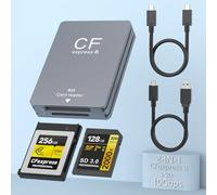 CFexpress Type B Reader & SD Card Reader USB 3.1 Gen 2 10Gbps CFexpress Card Reader Portable Aluminum CFexpress Memory Card Adapter Thunderbolt 3 Port Connection Support Android/Mac OS/Windows