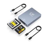 CFexpress Type B/SD Dual-Slot Memory Card Reader, 10Gbps USB 3.2 Gen 2 Type B CFexpress Adapter Memory Card Reader with USB C to USB C/USB A Cable, Compatible with Windows/Mac/Linux/Android, Grey