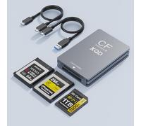 CFexpress Type B/XQD/SD Card Reader 3-in-1, USB 3.2 Gen 2 10Gbps CFexpress Type B Dual Slot Card Reader Compatible with Sony G/M Series/Lexar/CFexpress Type B for Windows/Mac OS/Linux