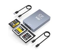 CFexpress Type B/XQD/SD Dual-Slot Memory Card Reader, 10Gbps USB 3.2 Gen 2 Type B CFexpress Adapter Camera Card Reader with USB C to USB C/USB A Cable, Compatible with Windows/Mac/Linux/Android