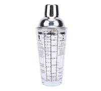 Cffuvros 14oz Glass Cocktail Shaker with Built in Strainer, Stainless Steel Lid Dual Scale Markings, Professional Drink Shaker Set with Recipe Guide for Home Bar, Coffee, Party Use