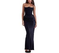 cffvdiz Women's Sexy Corset Wrap Maxi Dress Summer Sleeveless Slim Bondycon Formal Dresses,Black,L