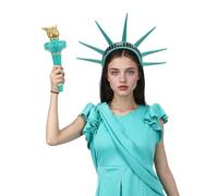 CFGPMM Statue of Liberty Torch and Crown Headband, Lady Liberty Accessories for Women Independence Day Cosplay (Gold)
