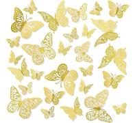 CFifHtOL Gold Butterfly Wall Stickers, 72pcs, Paper, Nature-Inspired Graphic, Wall Sticker Decals
