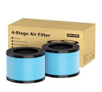 CFKREYA MK01 Air Filter Replacement with Extra 6-Pieces Essential Oil Pad for AROEVE MK01 & MK06 and Kloudi DH-JH01,POMORON MJ001H Air Purifier,4-in-1 High-Efficiency H13 HEPA Air Filter,Pack of 2