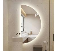 CFLNHMSY Asymmetrical Bathroom Mirror With Lights, LED Dimmable Wall Mirror, Semi-circular Makeup Mirror With Touch Switch For Bathroom Bedroom Hotel(Right half circle,40 * 80cm)