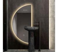 CFLNHMSY Asymmetrical Bathroom Mirror With Lights, LED Dimmable Wall Mirror, Semi-circular Makeup Mirror With Touch Switch For Bathroom Bedroom Hotel(Left half circle,40 * 60cm)