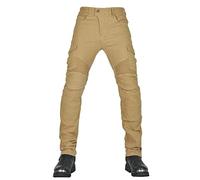 CFlong Men's Women's Motorcycle Pants Motorbike Jeans Biker Armor Trousers Bicycle Riding Protective Pants, 4 x Protection pad (Khaki,L)