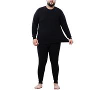 CFlong Thermal Underwear Mens Set, Winter Thermal Base Layer, Ultra Soft Warm Round Neck Long Sleeved High Waist Seamless Large Size Slim Top and Bottoms Suit (Black,XXXXL)