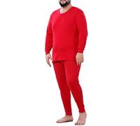CFlong Thermal Underwear Mens Set, Winter Thermal Base Layer, Ultra Soft Warm Round Neck Long Sleeved High Waist Seamless Large Size Slim Top and Bottoms Suit (Red,8XL)