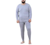 CFlong Thermal Underwear Mens Set, Winter Thermal Base Layer, Ultra Soft Warm Round Neck Long Sleeved High Waist Seamless Large Size Slim Top and Bottoms Suit (Silver Gray,8XL)