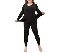 CFlong Thermal Underwear Set for Women, Ladies Thermal Base Layer, Ultra Soft Warm Round Neck Long-Sleeved High Waist Seamless Large Size Slim Top and Bottoms Suit (Black,3XL)