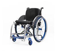 CFMAIF Folding Adult Wheelchair - 27.5lbs Lightweight Portable Boarding Travelling Chair, Removable Footrests, with Hand Brakes & Anti-Tip Wheels(Blue,43cm/16.9in Seat)
