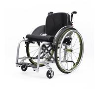 CFMAIF Folding Portable Boarding Travelling Wheelchair with Hand Brake, Self-propelled Manual Chair with Anti-Tipper, Removable footrests(Green,42cm/16.5in Seat)