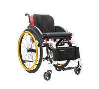 CFMAIF Folding Sports Wheelchair, Lightweight Manual Wheelchairs for Adults, Aluminum Alloy Travel Chairs, Compact(Size:42cm/16.2in seat,Color:Golden)