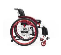 CFMAIF Folding Sports Wheelchair, Lightweight Self-propelled Wheelchair for Adults, Aluminum Alloy Trolley for Disabled(Size:42cm/16.2in seat,Color:Red)